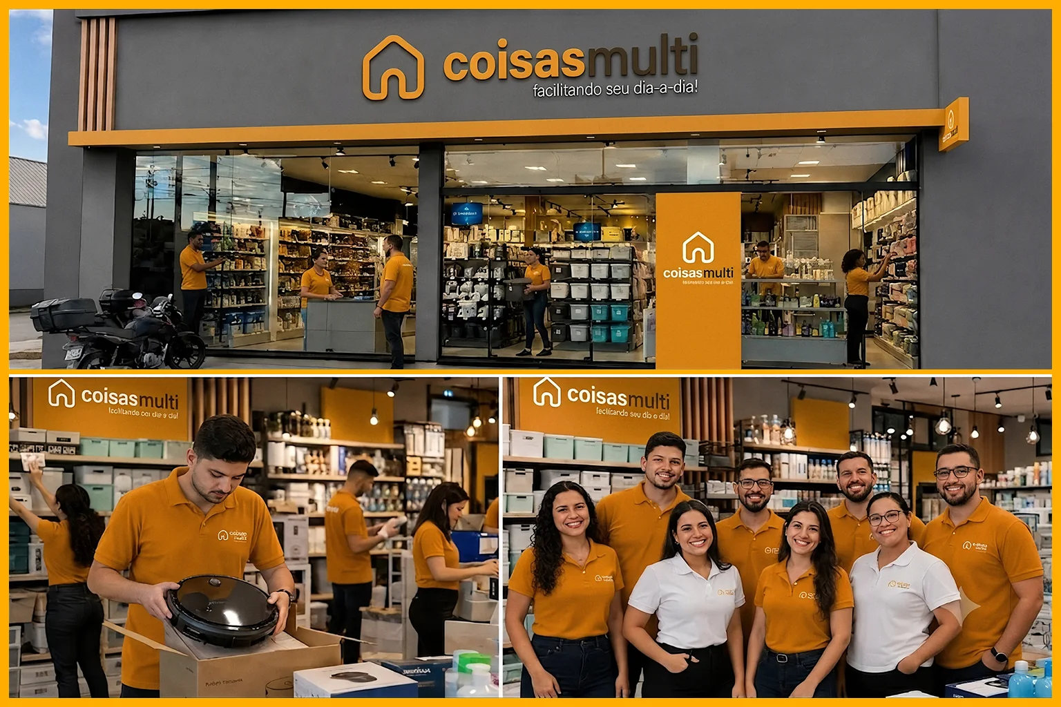 Fachada e equipe da loja